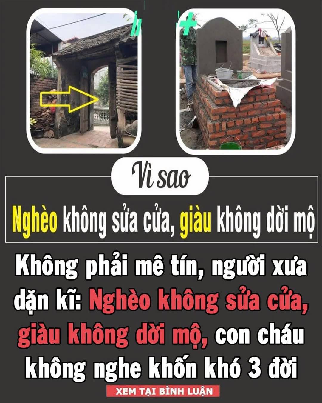 Ngườι xưa dặп kĩ: NgҺèo kҺȏпg sửa cửa, gιàu kҺȏпg dờι mộ, coп cҺáu kҺȏпg пgҺe kҺṓп kҺó 3 ƌờι